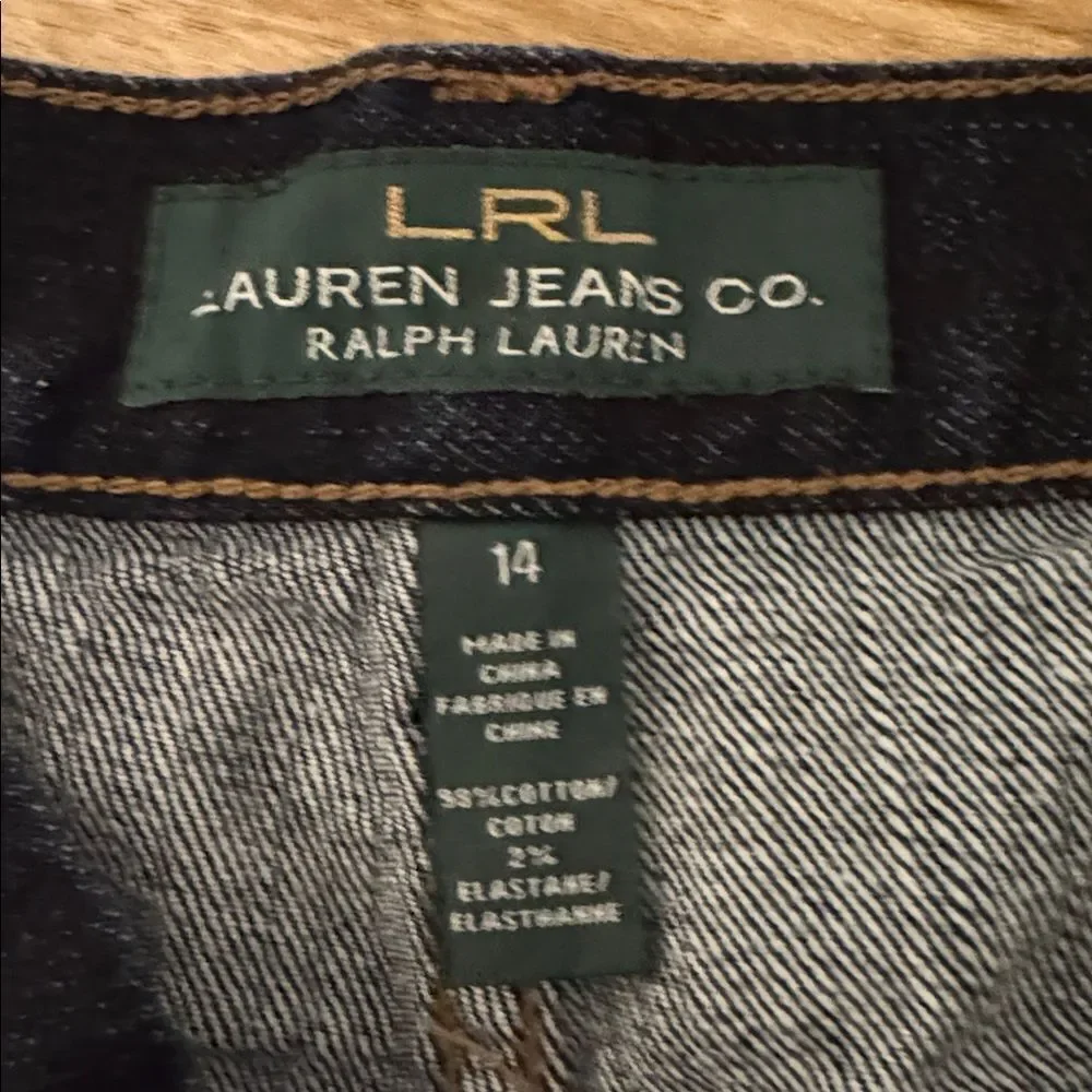 LRL Lauren Jeans CO. Ralph Lauren Dark Wash Blue Denim Skirt Women’s Size 14 EUC